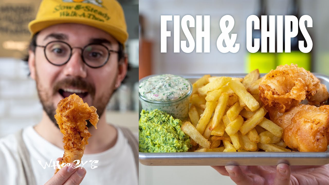 Faire un FISH & CHIPS légendaire de A à Z (frites, panure, sauce tartare & petits pois) 🐟🔥🍺