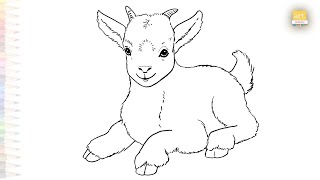 Young goat drawings easy | Animal sketches | How to draw A Goat step by step | #artjanag