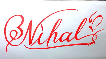 Nihal Name Signature Calligraphy Status | How to Cursive write with cut Marker #nihal @nihal