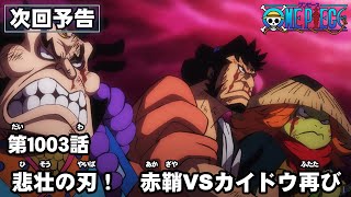 ONE PIECE　第1003話予告「悲壮の刃！　赤鞘VSカイドウ再び」