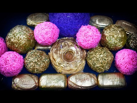 Cutting Soap Cubes 🔪 Gold and pink ASMR 🌸 Crispy balls 🙌