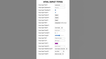 HTML Input Types | All HTML Input Types  #frontend #htmltutorial  #webdevelopment