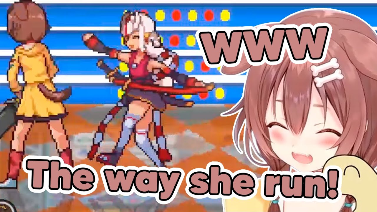 Korone 𝐋𝐎𝐕𝐄𝐒 Ayame's running animation【Idol Showdown】