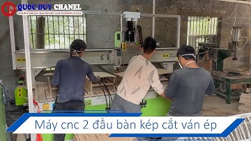 Máy cnc 2 đầu bàn kép cắt ván ép - Máy gia công cnc router Quốc Duy