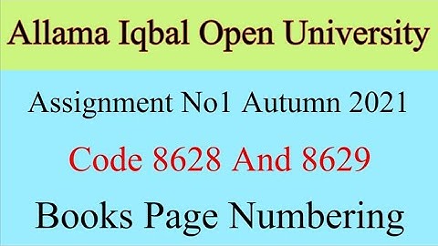 8628 And 8629 Assignment No1 Autumn 2021||Books Page Numbering