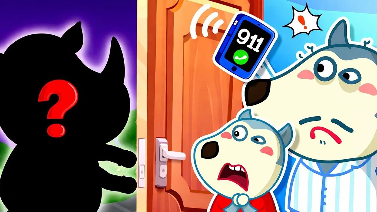 ¡Papá, hay un ladrón delante de la casa!🤔Llama al 911 inmediatamente | Wolfoo 2D en español