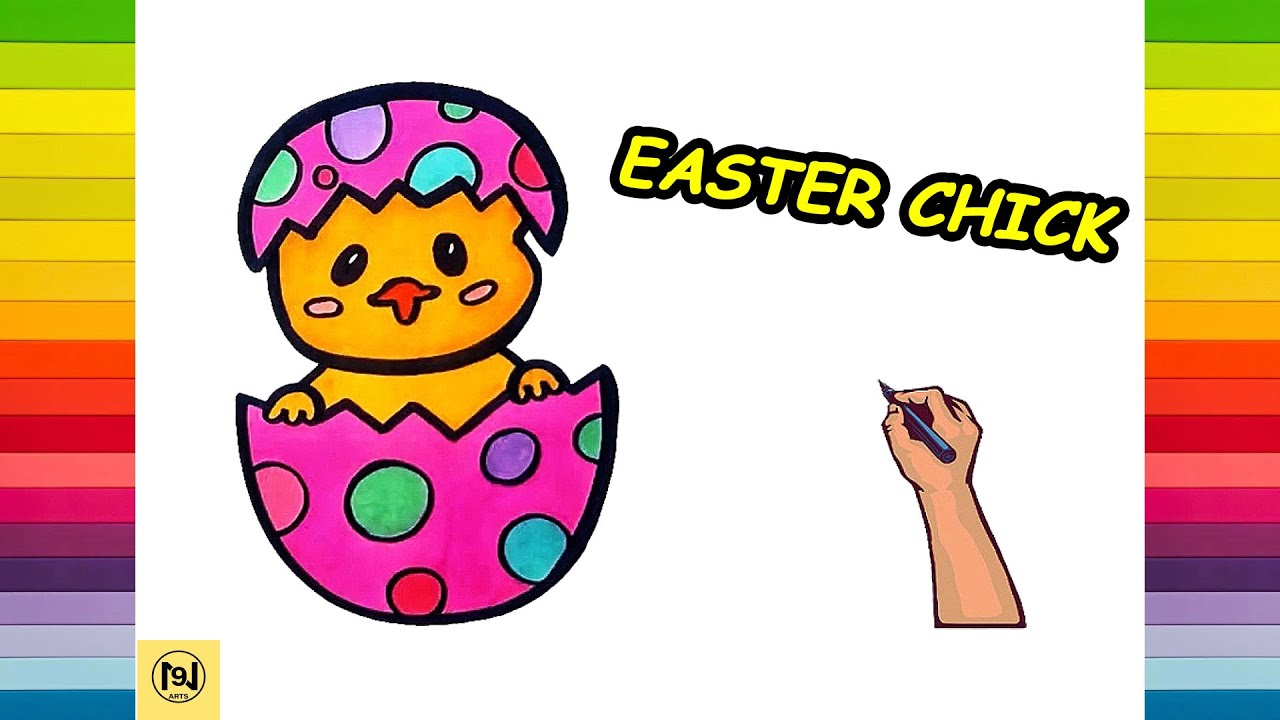 How to draw EASTER CHICK easy step by step No.9 ARTS YouTube