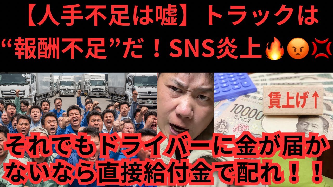 【人手不足は嘘】トラックは“報酬不足”だ！SNS炎上…それでもドライバーに金が届かないなら直接給付金で配れ！！