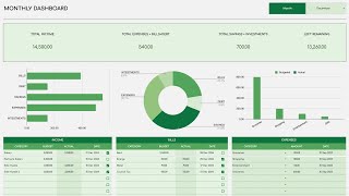 Monthly Bill Calendar Spreadsheet Template in Excel & Google Sheets (Green Theme)