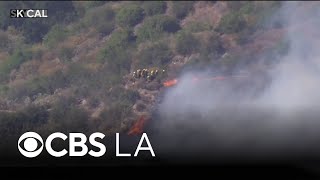Los Angeles County firefighters battle Max Fire in Stevenson Ranch
