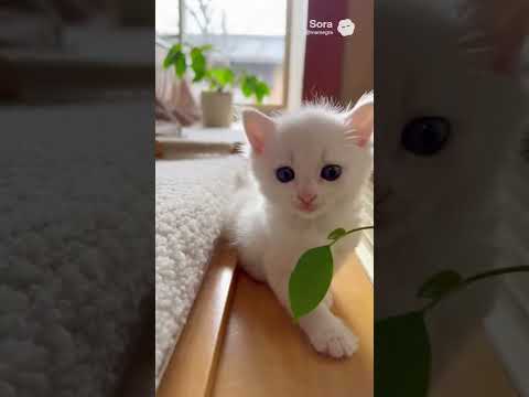 まだぎこちない白猫の子猫/Wobbly White Kitten Walking 🐾 #子ネコ #白猫 #kitten #kittenshorts