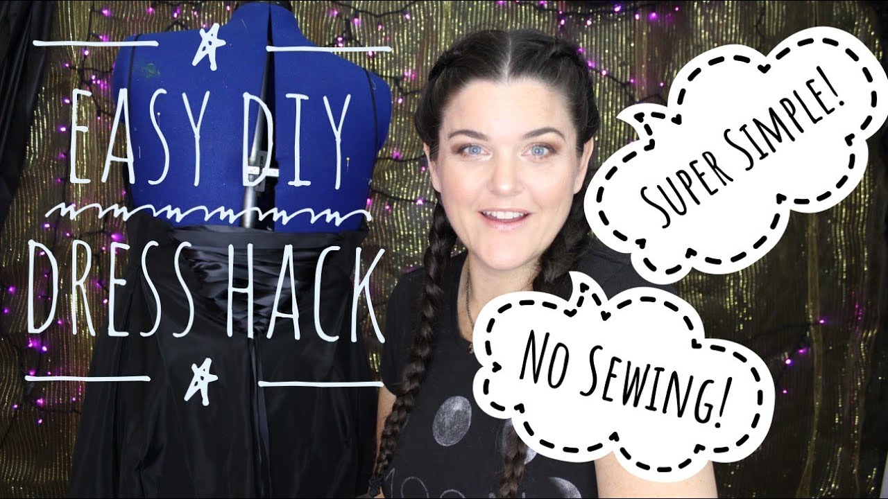 Mock "Corset Back" on a Too-Small Thrift Shop Dress | No Sewing!
