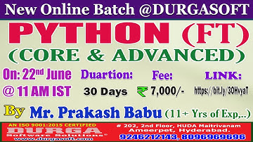 PYTHON (Fast Track) Online Training @ DURGASOFT