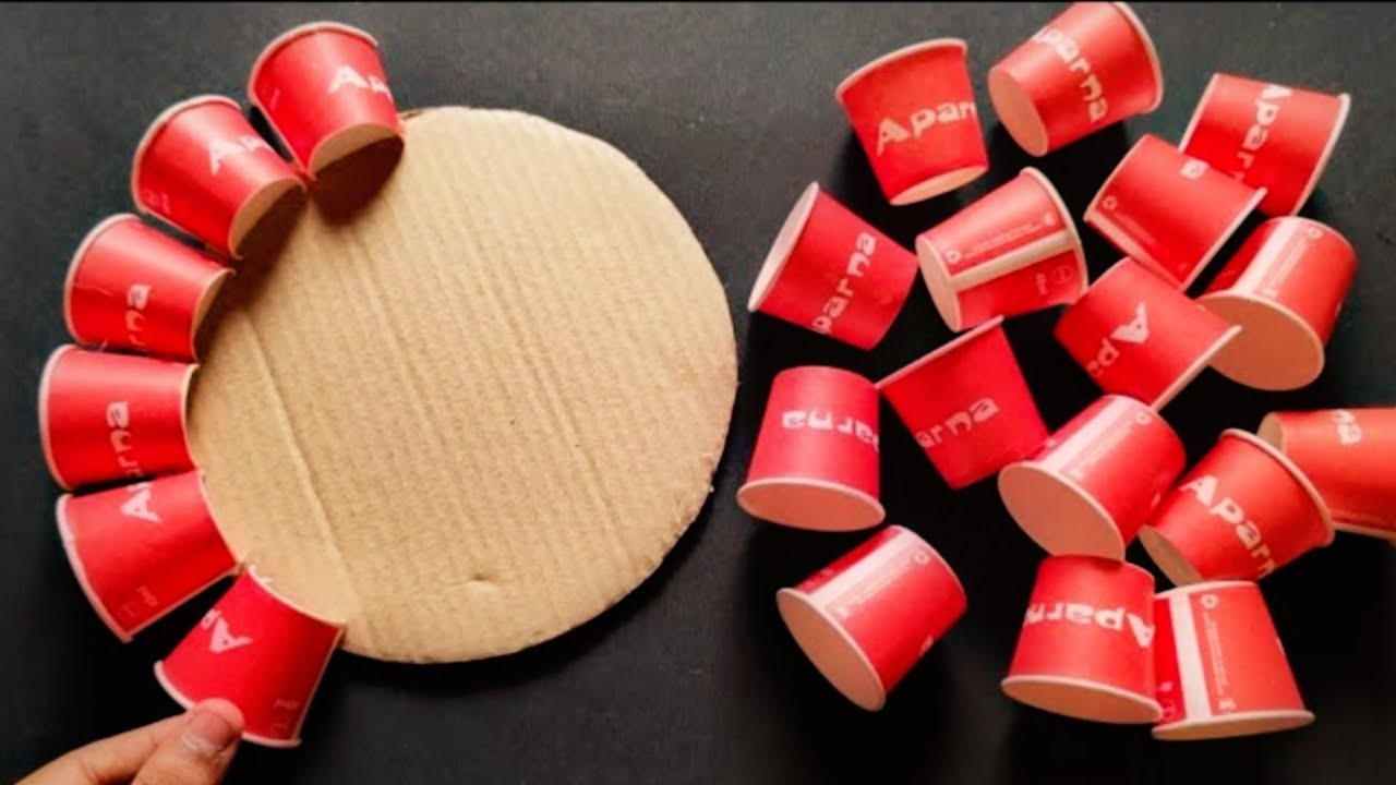 Diy Beautiful Paper Cups Wall Hanging // Diy cardboard wall hanging ...