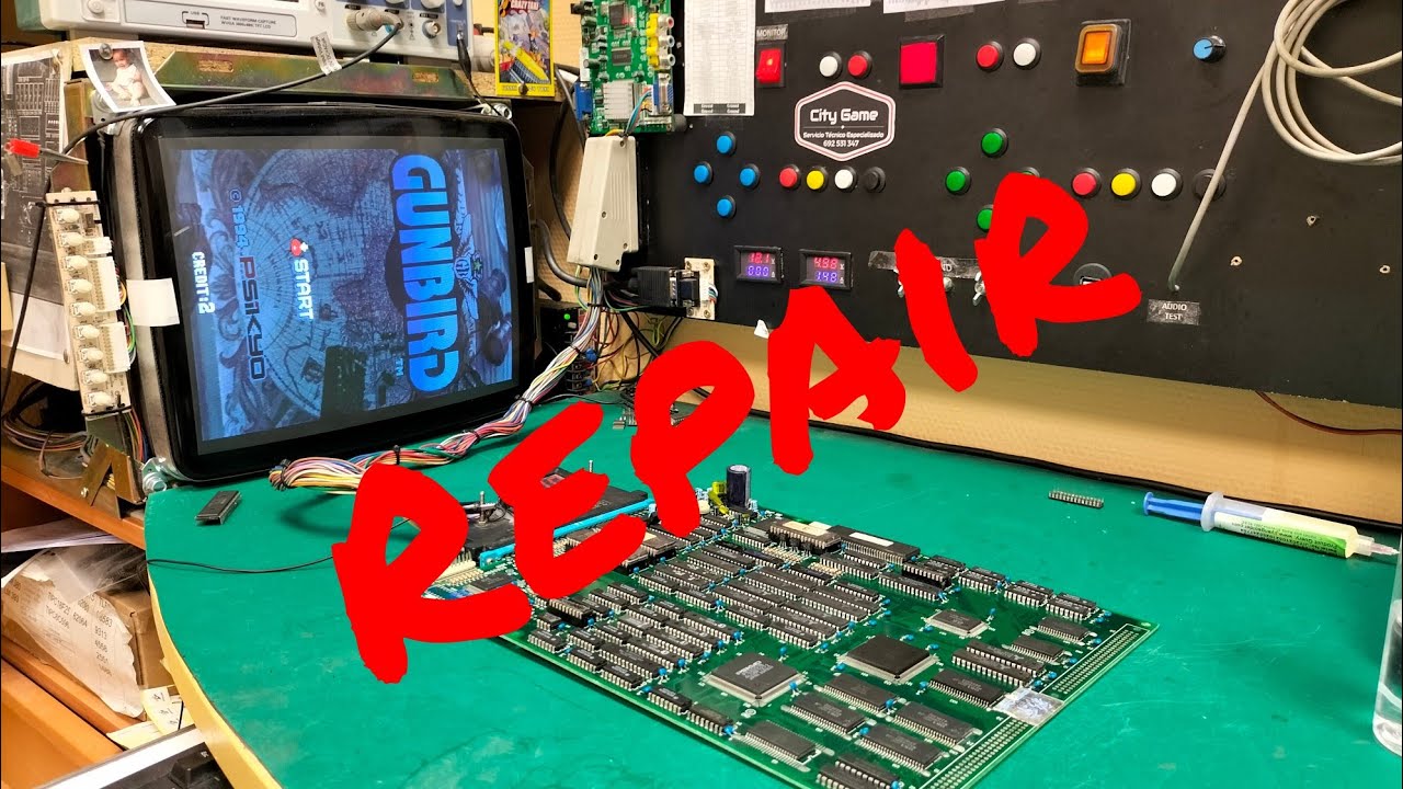 Gunbird psikyo jamma pcb repair fallos graficos