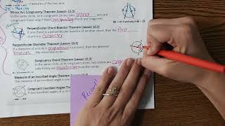 Lesson 10.3 Theorem Preview: Arc congruency, Perpendicular Chord bisector |Chapter 10 Circles