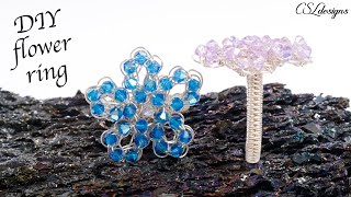 Wire crochet flower ring tutorial 🌸