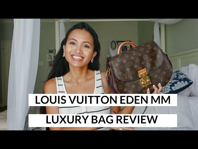 LV Louis Vuitton Eden MM Monogram Canvas and Celeste Blue Leather Bag Medium