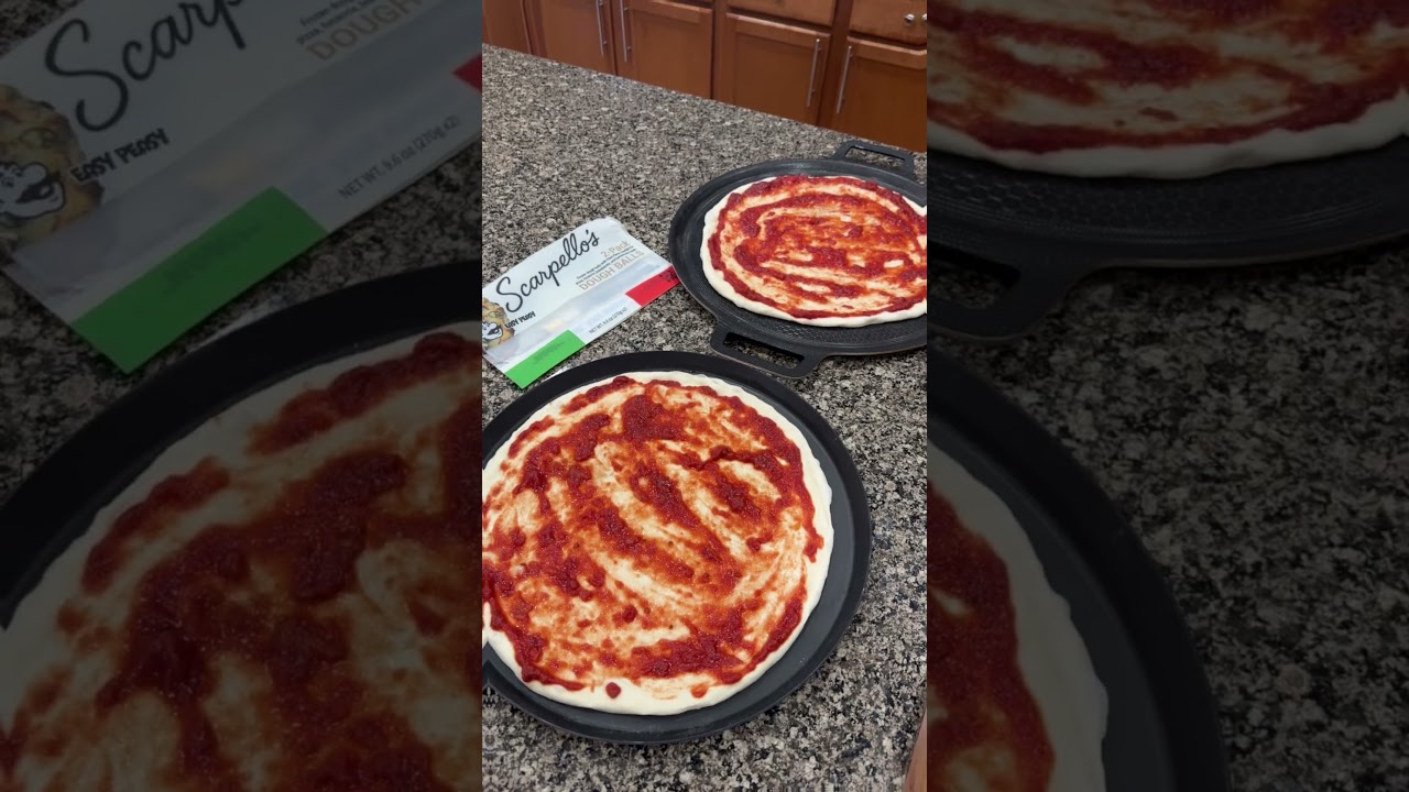 Sunday dinner let’s make a couple of pizzas. #scarpellos #frozen #doughballs #pizza