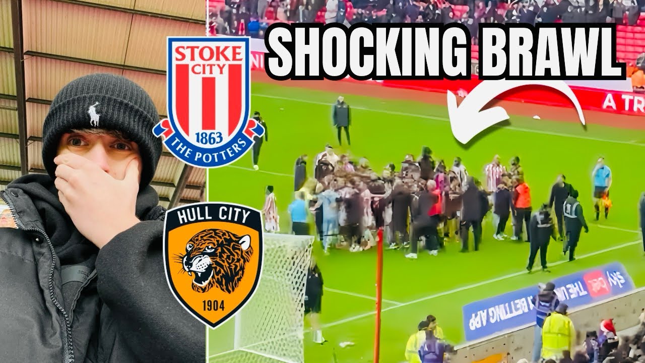 Болельщики и игроки борются, поскольку «Сток» проигрывает на 90-й минуте… *Сток 1-2 Халл*