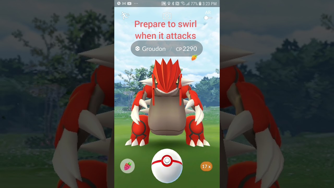 Catch Groudon with Excellent Curve Ball Pokemon Go