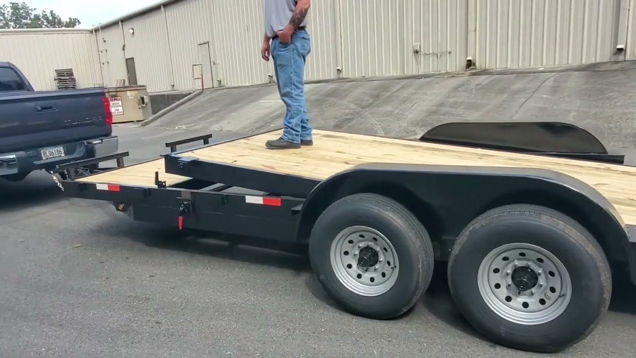 Maverick Trailers USA 7x16 Split Deck Tilt with Hydraulic Dampener, 14K Car & Equipment Hauler.