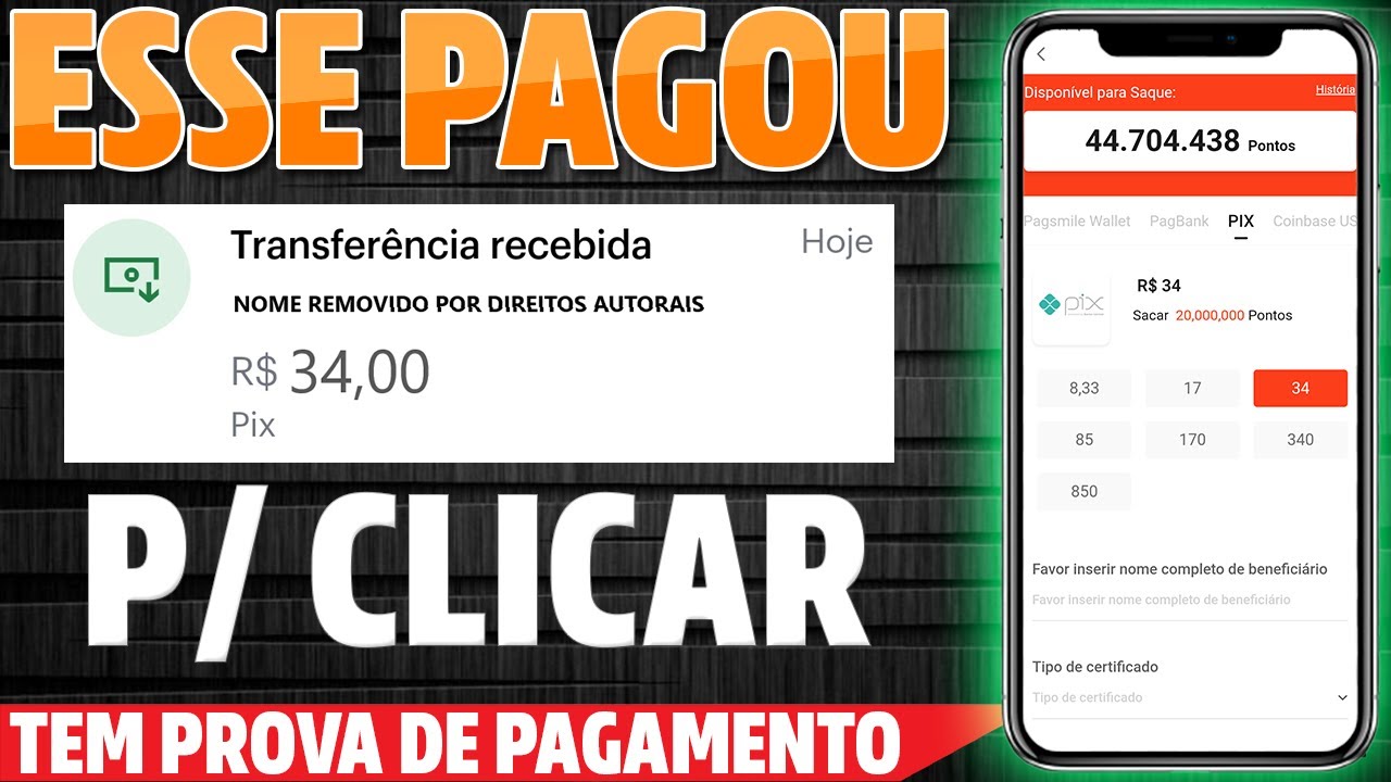 [ME PAGOU R$ 34,00 no PIX] APP PARA GANHAR DINHEIRO VIA PIX CLICANDO – App Pagando Via Pix 2022
