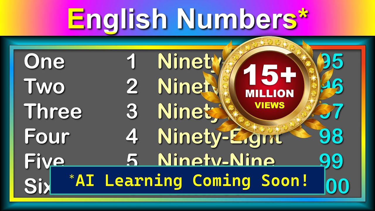 English Numbers || One to Hundred  || DAG Education ||