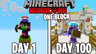 I Survived 100 Days on ONE BLOCK in Hardcore Minecraft...