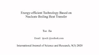 Energy-Efficient Technology Based on Nucleate Boiling Heat Transfer
