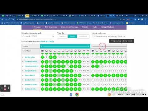 Seeing progress of students in code.org