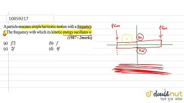 A particle executes simple harmonic motion with a frequency. (f). The frequency