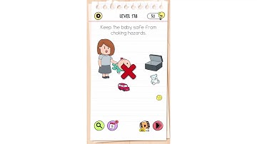 "Keep the baby safe from choking hazards" Brain Test All-Star Level 178 Guide