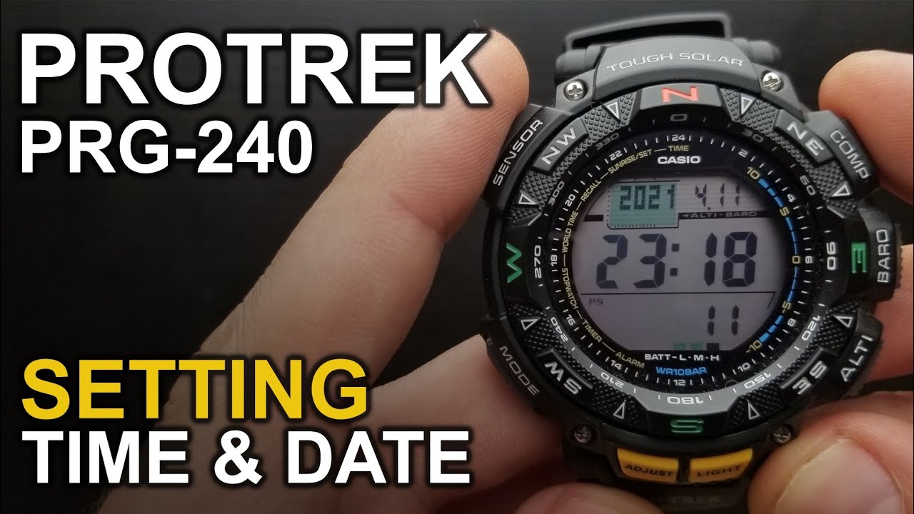 Casio Protrek PRG-240 - time and date tutorial - YouTube