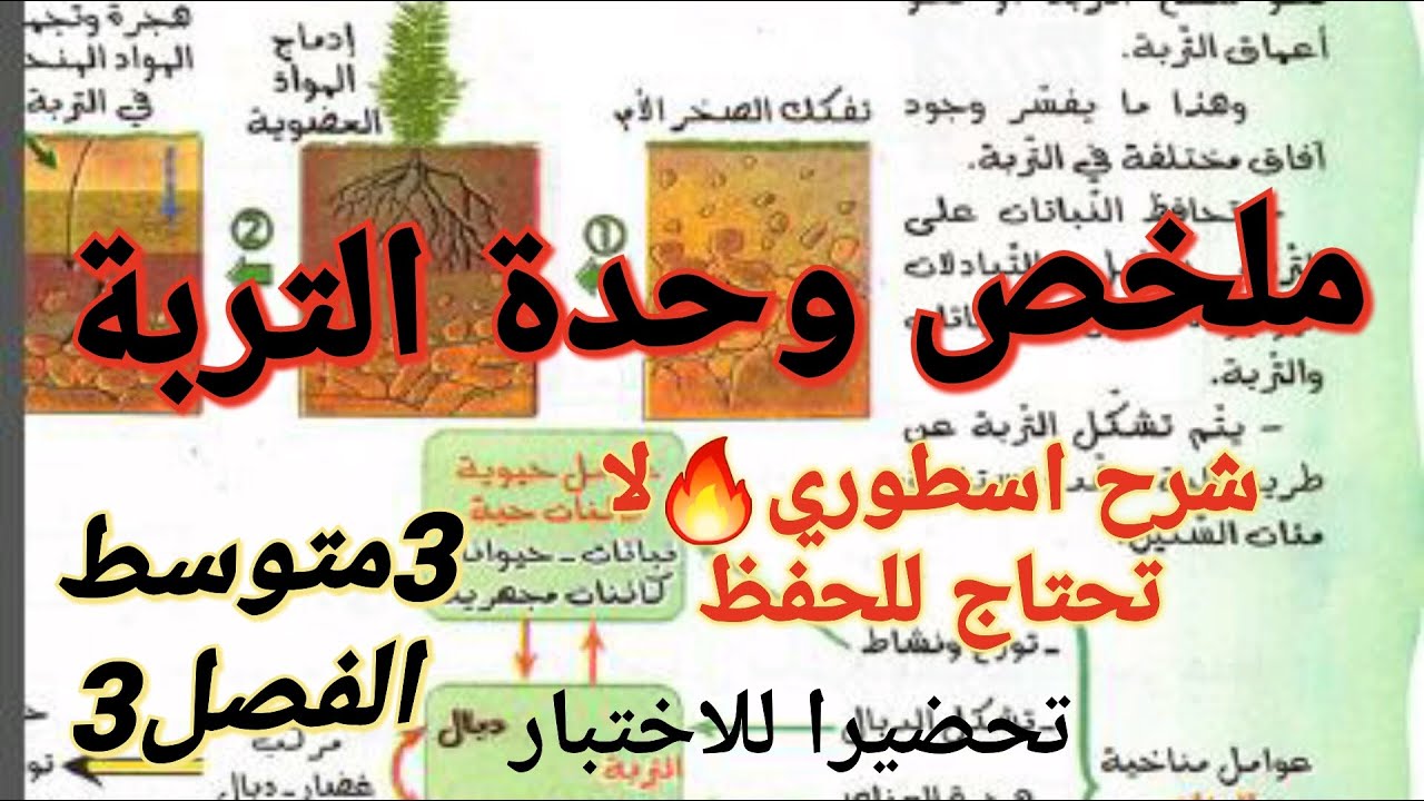 ملخص و مراجعة ممتازة في العلوم الطبيعية لوحدة التربة/سنة3متوسط فصل3👌سأريك كيف تجيب على أسئلة إختبار