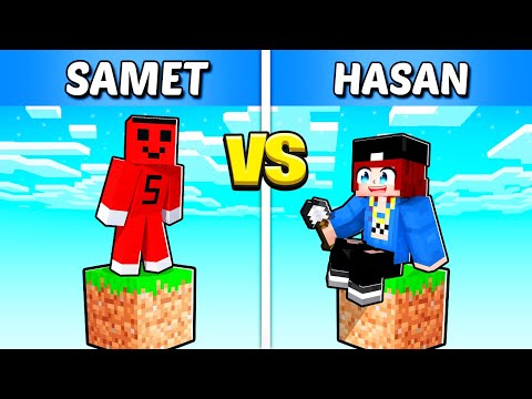 Minecraft TEK BLOK ama Samet vs Jr Hasan !! -Minecraft