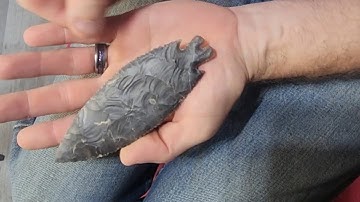 Notching Bifurcated arrowhead spearpoint  finishes at 5 1/4 " long georgetown chert 