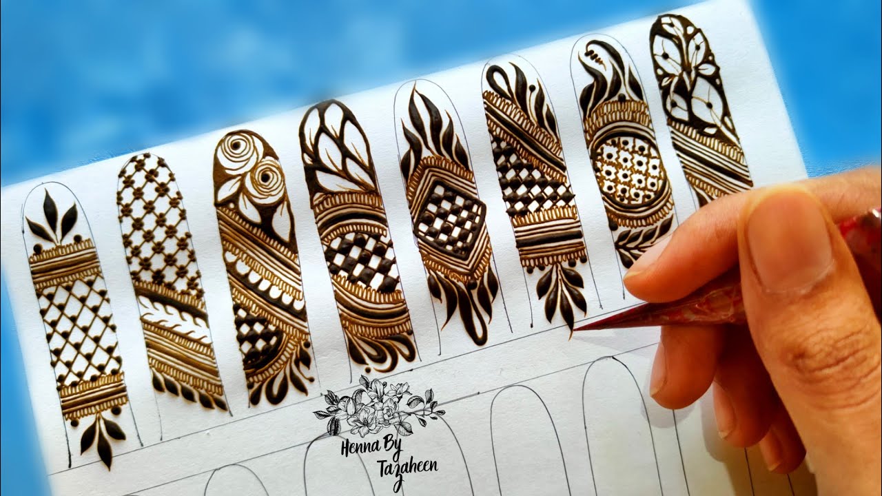 How To: 8 Different Finger Henna Designs || Beautiful 8 Finger Mehndi Design by 
