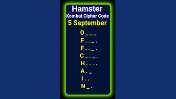 Hamster Daily Cipher Codes | Cipher Code | 5 September 2024