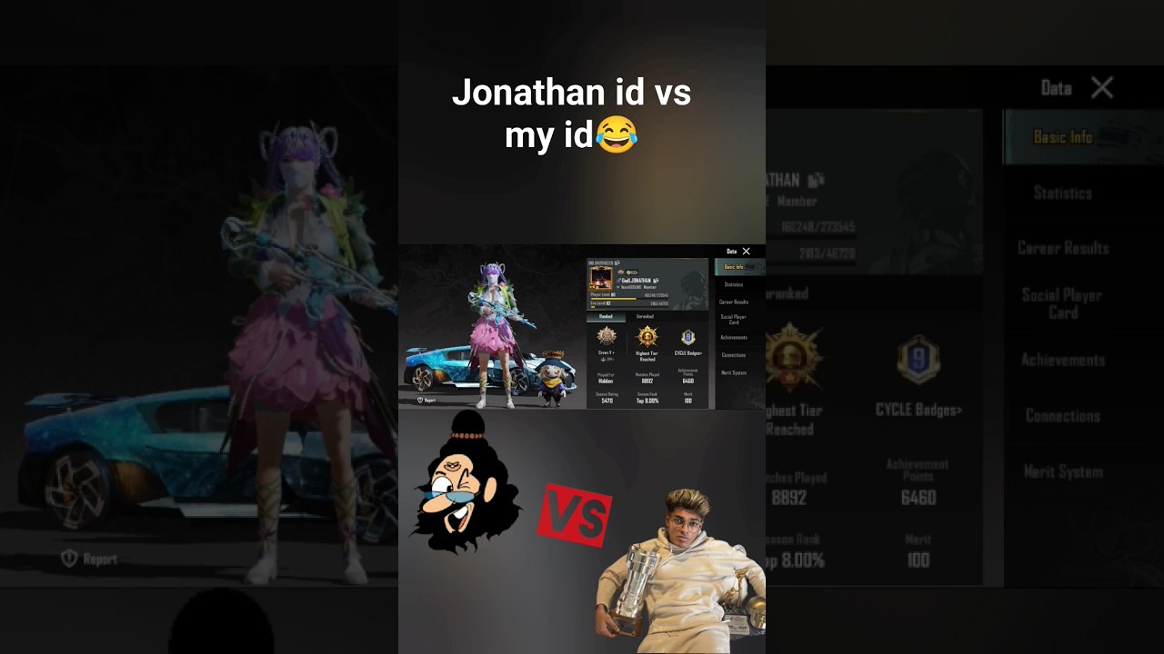 My bgmi id vs Jonathan gaming id 😂 #jonathangaming #pubgmobile #bgmi #shorts