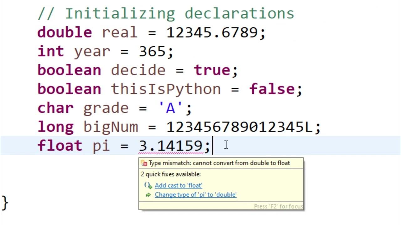 Initializing Primitive Variables in Java - YouTube