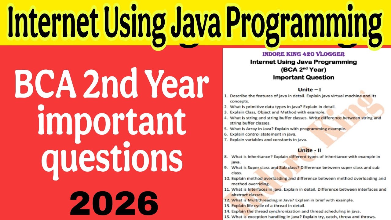 Internet Using Java Programming Important questions || BCA 2nd Year imp ...
