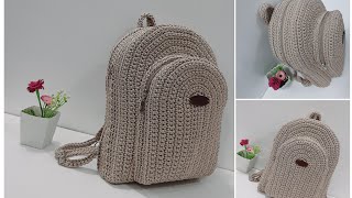 #كروشيه شنطة مدرسه جديده عمليه وفي منتهى السهوله والبساطه  Crocheted school bag for boys and girls.