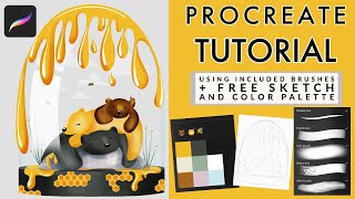 PROCREATE TUTORIAL: Honey Bears and Bees Glass 🍯  Full Step by Step Process Using Included Brushes screenshot 5