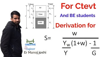 Watercontent, degree of saturation, void ratio derivation||soil mechanics||part 4||