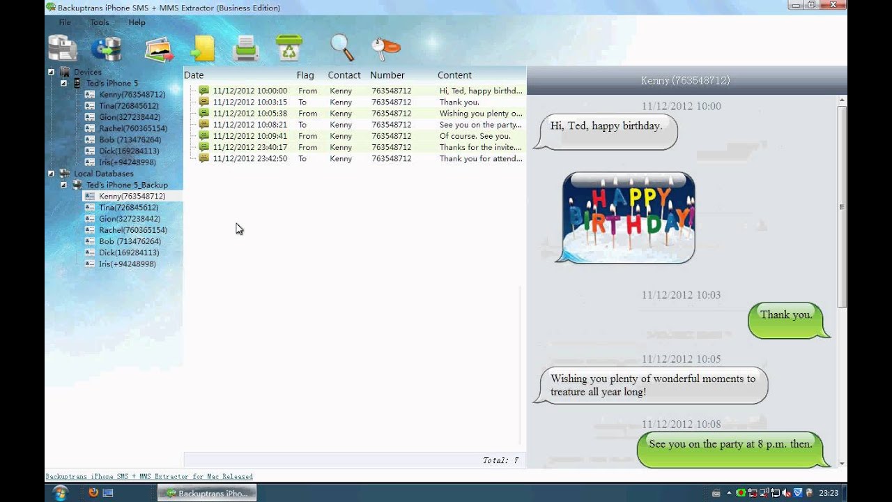 iPhone Backup SMS MMS Extractor (Win & Mac)