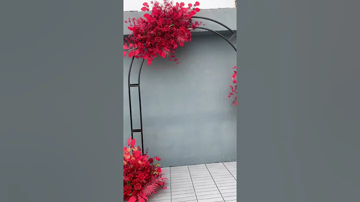 Red Wedding Backdrop Decor Rose Flower Row Arch Decor #floraldesign #diy #luxurywedding #stage