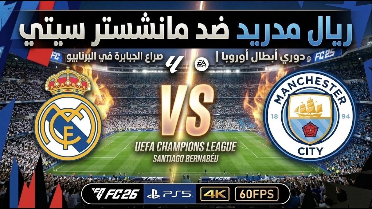 ريال مدريد x مانشستر سيتي | دوري أبطال أوروبا | صراع الجبابرة في البرنابيو FC 26 PS5 [4K]