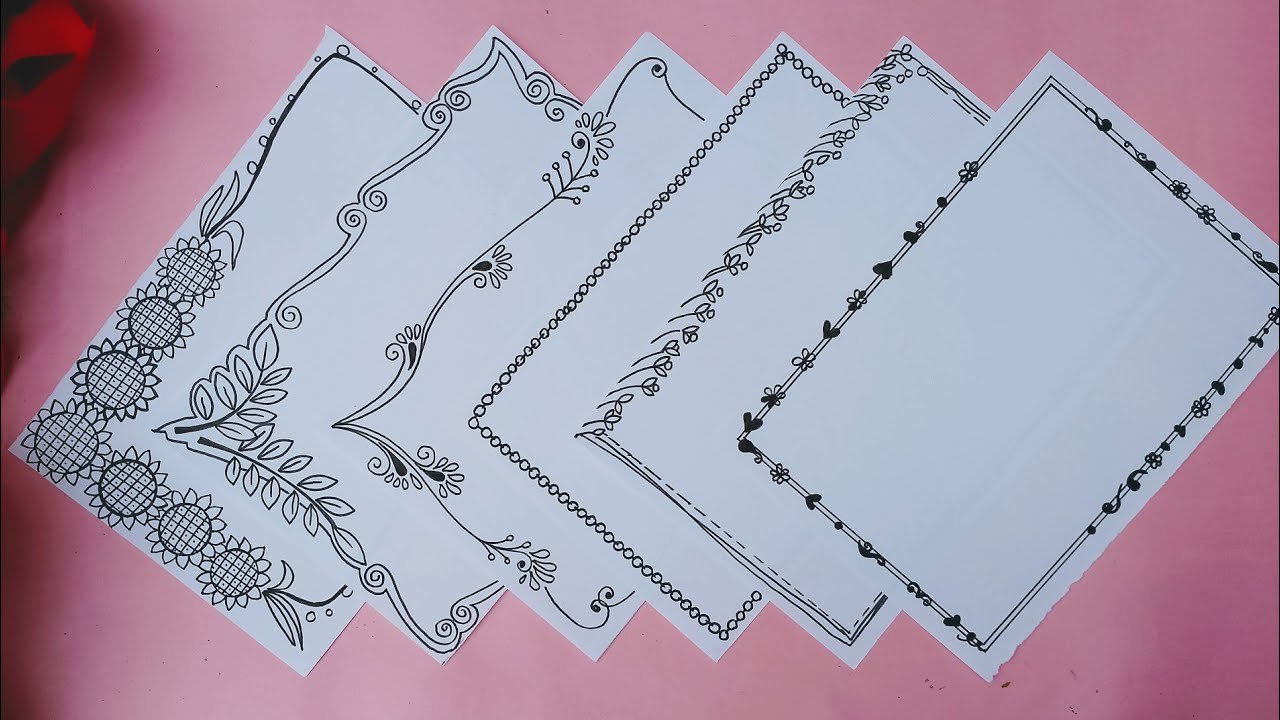 6 Border Design in 6 minute | Beautiful Border Designs on Paper ...