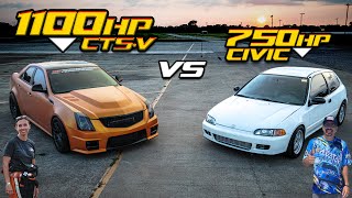 750HP "Humble" AWD Civic VS Felicia's 1100HP CTS-V (2500LB VS 4400LB)